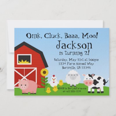 Farm Animal and Barn Birthday Party Invite