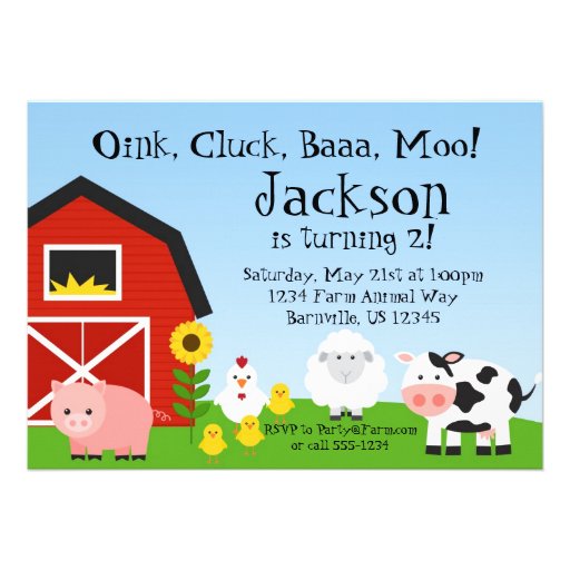 Farm Animal and Barn Birthday Party Invite