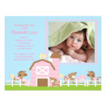 Farm Animal Baby Girl Birth Photo Announcement