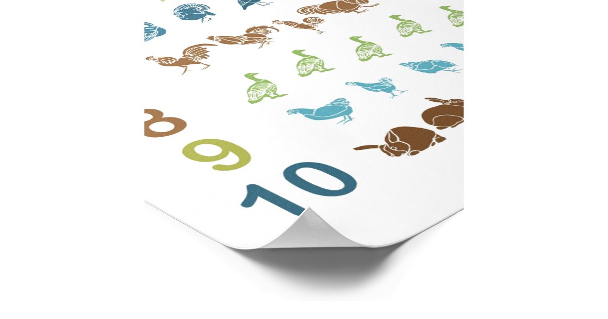 Farm Animal Counting Poster | Zazzle