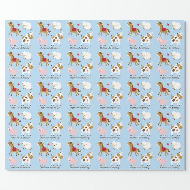 Farm Animal Personalized Wrapping Paper
