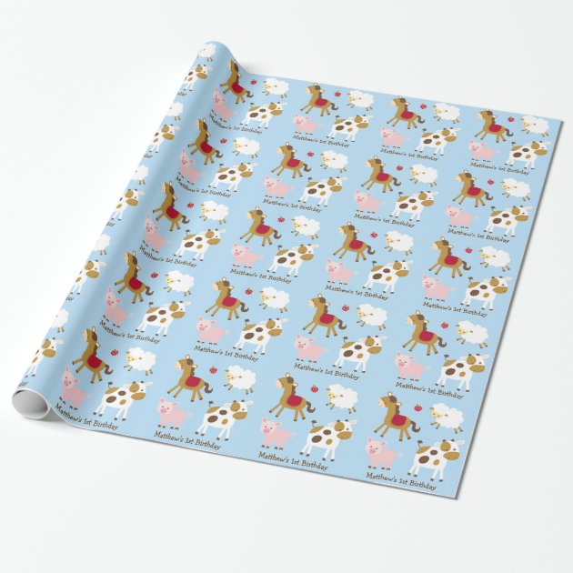 Farm Animal Personalized Wrapping Paper 1/4