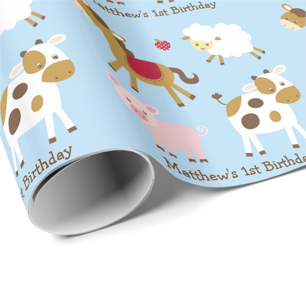 Farm Animal Personalized Wrapping Paper 3/4