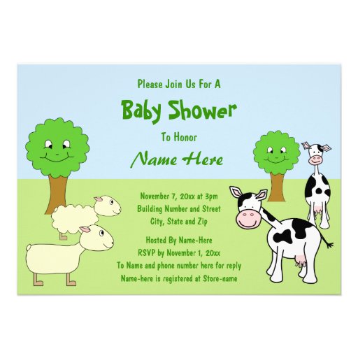 Farm Animals Baby Shower Personalized Invitations