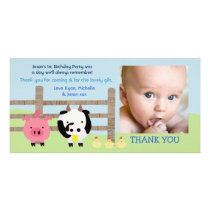 Farm Animals Barnyard Baby Thank You Photo Card