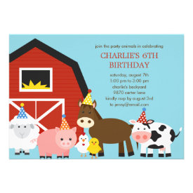 Farm Animals Birthday Party Invitation Invites