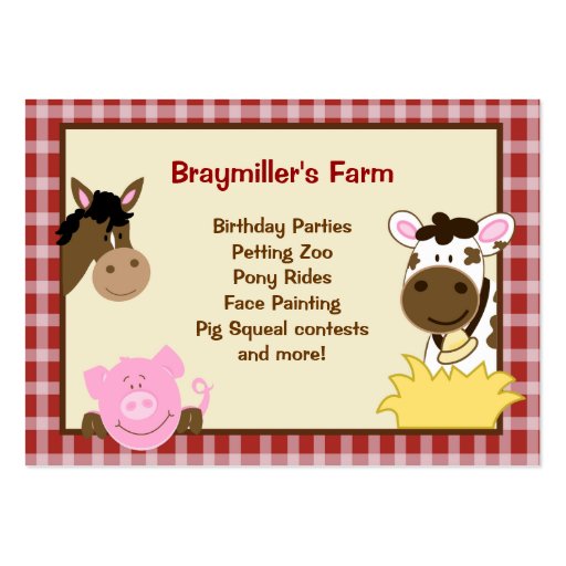 Farm Animals Horse, Cow, Pig Business Cards (front side)