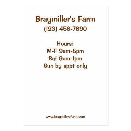 Farm Animals Horse, Cow, Pig Business Cards (back side)