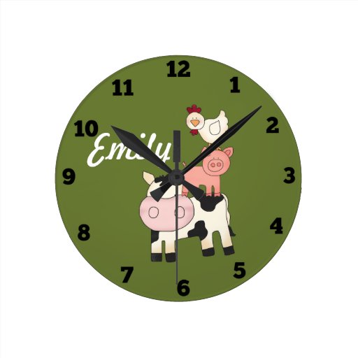 Farm animals kids clock Zazzle