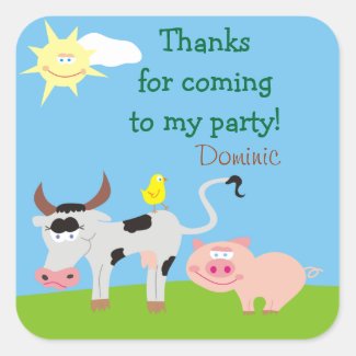 Farm Animals Personalized Thank You Stickers