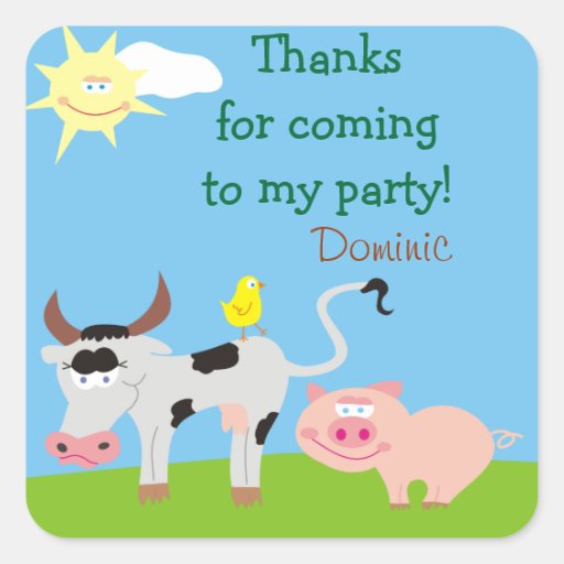 Farm Animals Personalized Thank You Stickers | Zazzle
