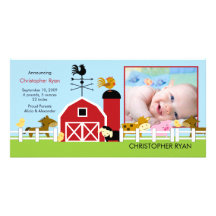 Farm Animals PHOTO Birth Announcement Customized Photo Card