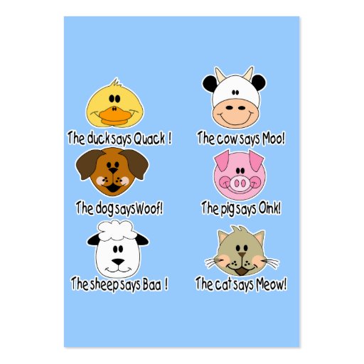 Farm Animals Sounds Business Card Template (front side)