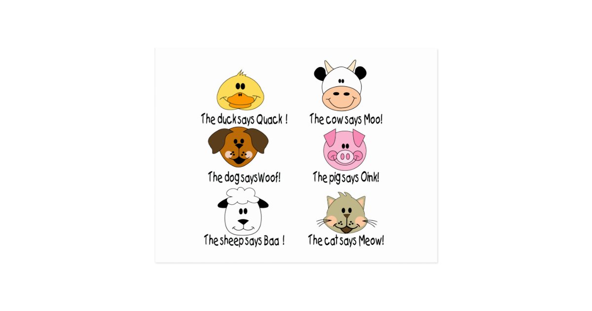 Farm Animals Sounds Postcard | Zazzle