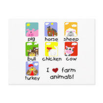 Farm Animals Tshirts and Gifts postcards