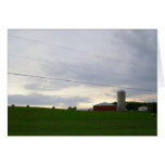 Farm at dusk hay bales weather coming art photo cards