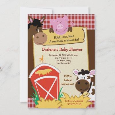 Carter Baby Shower Invitations on Farm Babies 5x7 Baby Shower Invitation  10 Pack