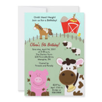 Farm Babies Barnyard 5x7 Birthday Invitation
