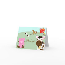 Farm Babies Barnyard Folded Thank you notes Greeting Card