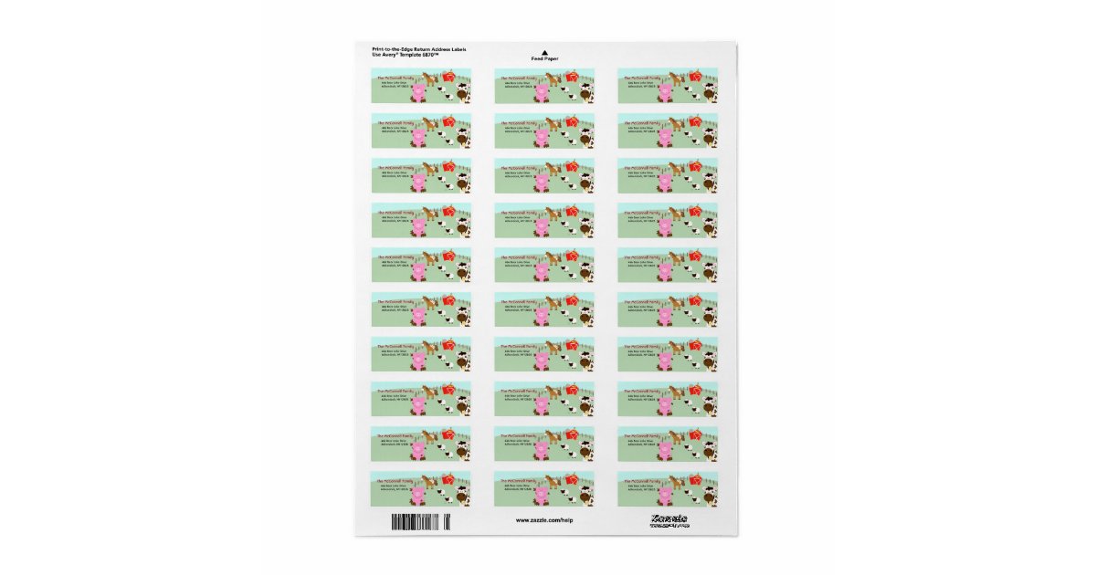 Farm Babies Barnyard PRINTABLE ADDRESS LABELS Zazzle
