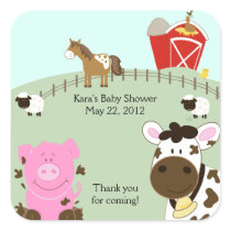 FARM BABIES Barnyard SQUARE Favor Sticker