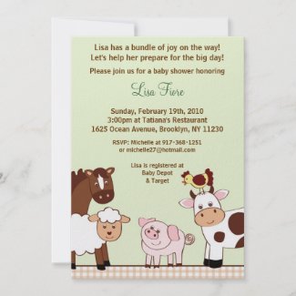 Farm Babies Farm Animals Baby Shower Invitations