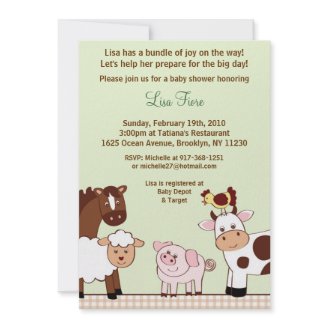 Farm Babies Farm Animals Baby Shower Invitations