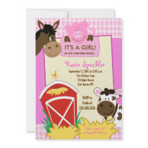 Farm Babies Girl 5x7 Baby Shower INvitation