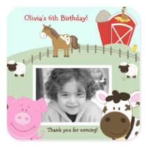 Farm Babies Photo SQUARE Favor Sticker