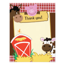 Farm Babies Writable Flat Thank you Card Custom Announcements