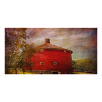 Farm - Barn - Red round barn Photo Card