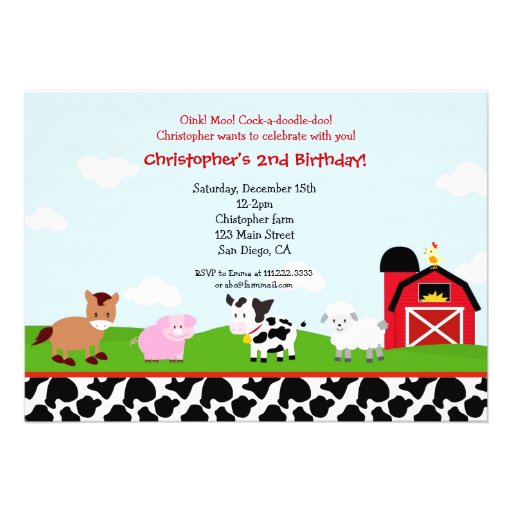 Farm Barnyard Birthday Invitations