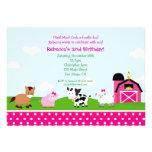 Farm Barnyard Birthday Invitations for girl