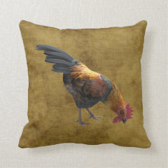 Farm Chicken Rooster Rustic Country Barnyard Style Throw Pillow