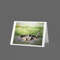 Farm Cows Blank Greeting Card