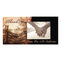 farm fence western country vintage thank you photo card