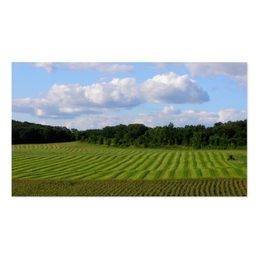 Farm field striped land farmer harvesting photo business card templates (front side)