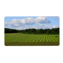 Farm field striped land farmer harvesting photo shipping labels