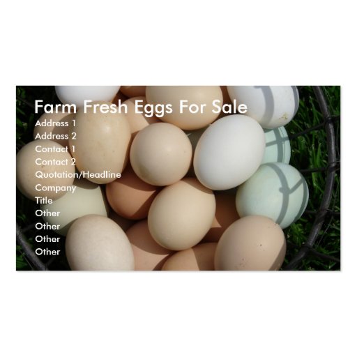 Farm Fresh Eggs For Sale Business Card Template