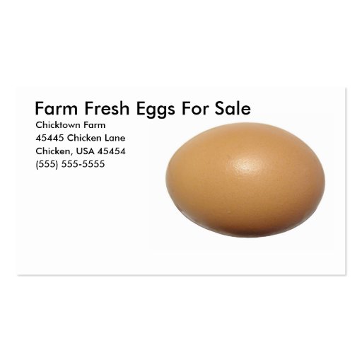 Farm Fresh Eggs For Sale Business Card Templates (front side)