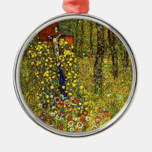 Farm Garden with Crucifix by Gustav Klimt Christmas Ornaments