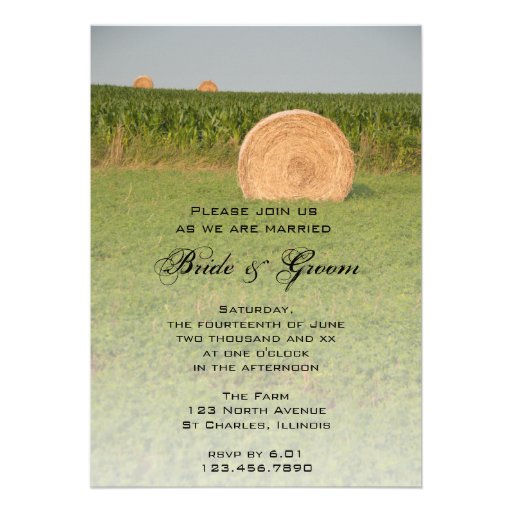 Farm Hay Bales Country Wedding Invitation