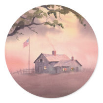 FARM HOUSE by SHARON SHARPE Round Sticker