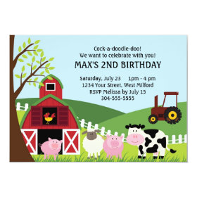 Farm Kids Birthday 5x7 Paper Invitation Card
