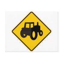 Farm Machinery Crossing Highway Sign postcards