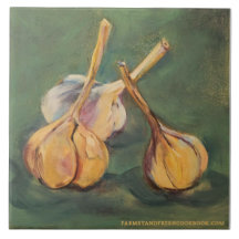 Farm Stand Fresh Garlic Trivet Ceramic Tile