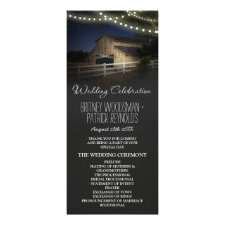 Farm String Lights Rustic Barn Wedding Programs Rack Card Template