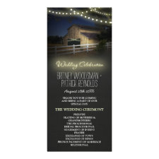 Farm String Lights Rustic Barn Wedding Programs Rack Cards