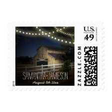 Farm String Lights & Rustic Barn Wedding Stamps