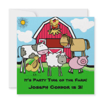 Farm Theme Customized  Birthday Invitations
